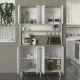 Έπιπλο κουζίνας Potter 4 Megapap χρώμα λευκό - rota oak 120x40x196,1εκ.