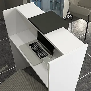 Γραφείο υποδοχής - reception Hola Megapap χρώμα λευκό - ανθρακί 93,6x45,2x110,3εκ.