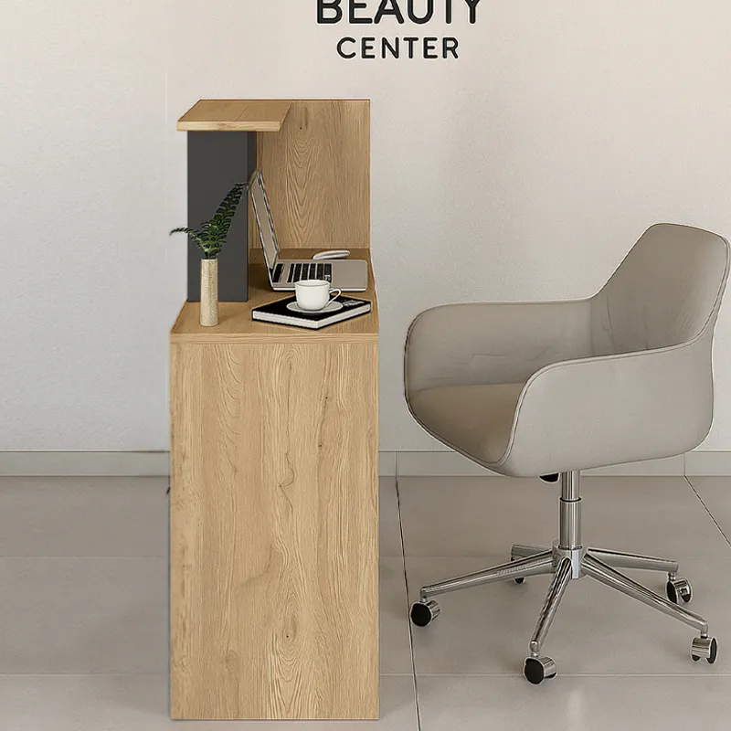 Γραφείο υποδοχής - reception Enter Megapap χρώμα sepet oak - ανθρακί 86,9x40x110,3εκ.