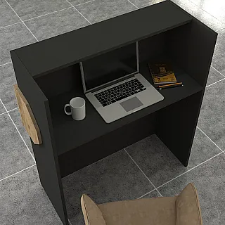 Γραφείο υποδοχής - reception Aloha Megapap με LED χρώμα ανθρακί - sepet oak 95,5x40x110,3εκ.