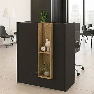 Γραφείο υποδοχής - reception Bonveno Megapap χρώμα ανθρακί - sepet oak 90x43,2x110εκ.
