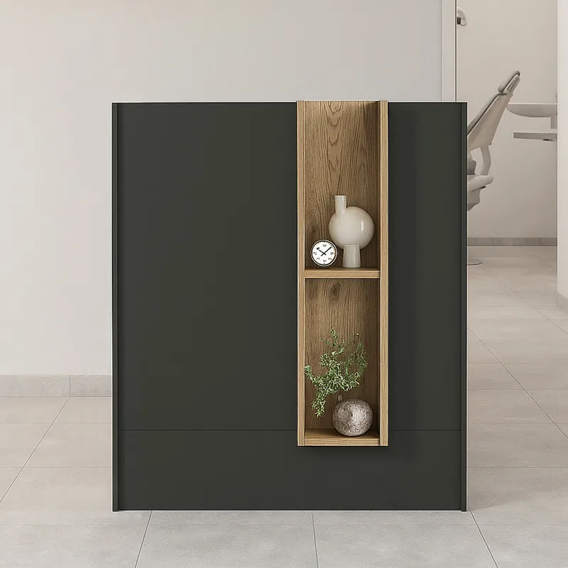 Γραφείο υποδοχής - reception Bonveno Megapap χρώμα ανθρακί - sepet oak 90x43,2x110εκ.