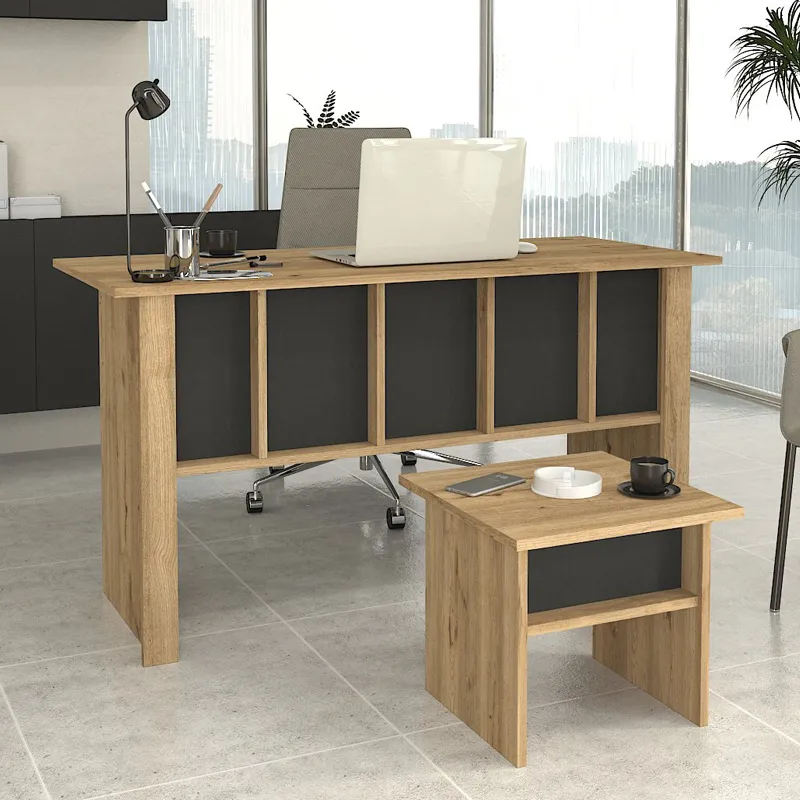 Γραφείο εργασίας Nika Megapap χρώμα sepet oak - ανθρακί 140x60x75εκ.