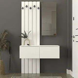 Έπιπλο εισόδου Kanso Megapap χρώμα λευκό 100x35x196,7εκ.