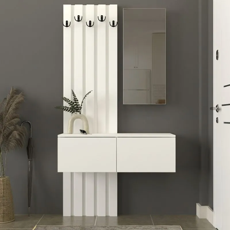 Έπιπλο εισόδου Kanso Megapap χρώμα λευκό 100x35x196,7εκ.