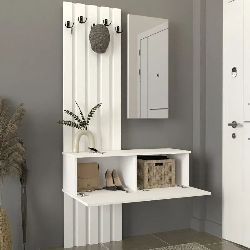 Έπιπλο εισόδου Kanso Megapap χρώμα λευκό 100x35x196,7εκ.