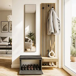 Έπιπλο εισόδου Dumont Megapap χρώμα ανθρακί - sepet oak 104,8x35x198εκ.