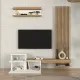 Σύνθεση τηλεόρασης Dumont Megapap χρώμα λευκό - sepet oak 180x36,8x200εκ.