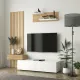 Σύνθεση τηλεόρασης Rosaline Megapap χρώμα λευκό - sepet oak 183x31,3x196,9εκ.
