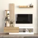 Σύνθεση τηλεόρασης Vermont Megapap χρώμα λευκό - sepet oak 180x40x193,8εκ.