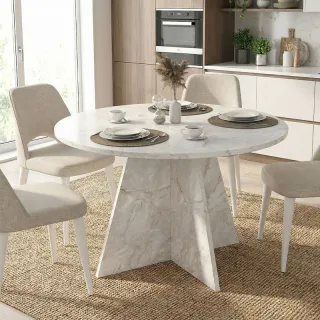 Τραπέζι Tailor Megapap χρώμα λευκό εφέ μαρμάρου Ø120x75,7εκ.