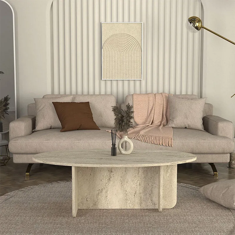 Τραπεζάκι σαλονιού Ravey Megapap χρώμα travertine 120x60x39,6εκ.