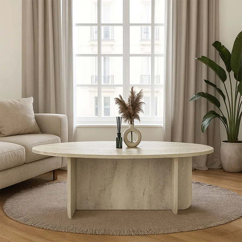 Τραπεζάκι σαλονιού Ravey Megapap χρώμα travertine 120x60x39,6εκ.