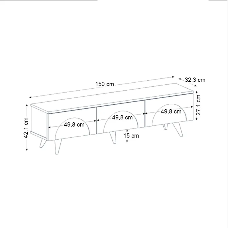 Έπιπλο τηλεόρασης Bono Megapap χρώμα λευκό - sepet oak 150x32,3x42,1εκ.