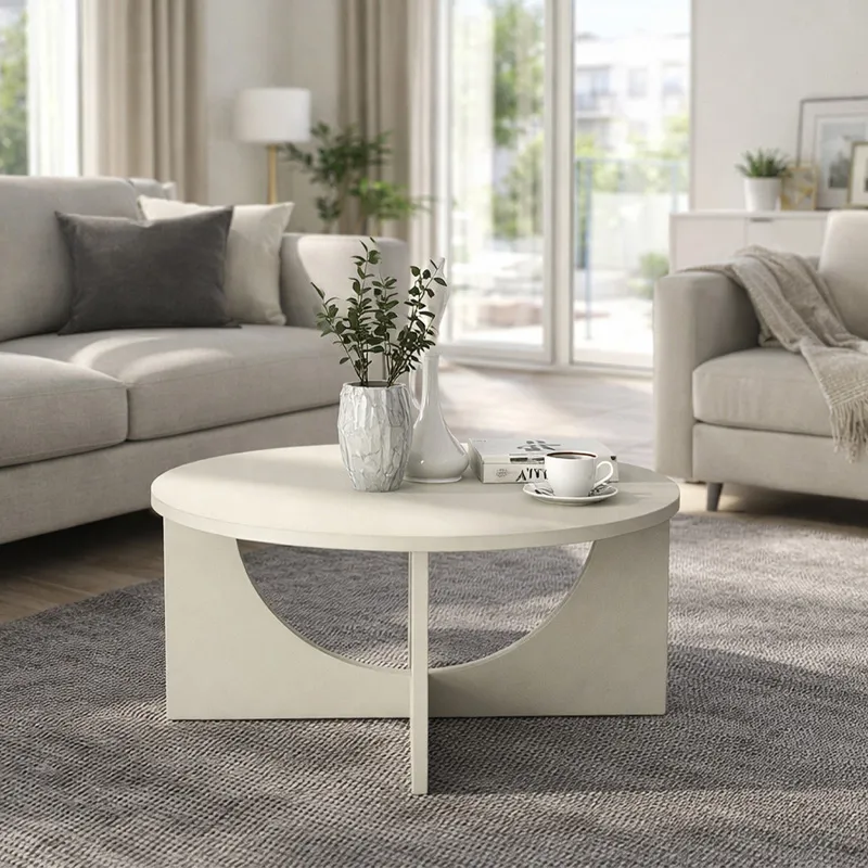 Τραπεζάκι σαλονιού Lemmar Megapap χρώμα sandstone Ø75x36,8εκ.