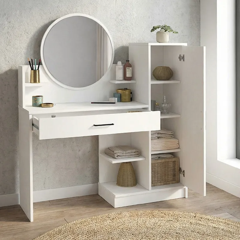 Τουαλέτα με καθρέπτη Andera Megapap χρώμα λευκό 123,9x35x144,4εκ.