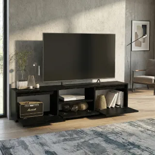 Έπιπλο τηλεόρασης Lumbera Megapap χρώμα sencron black 160x29,5x42εκ.