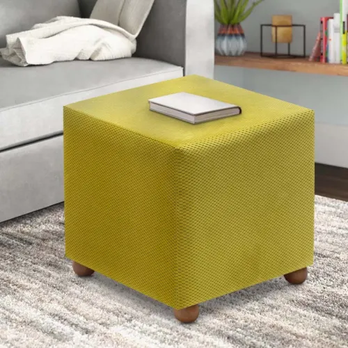 Σκαμπό Ranma Megapap υφασμάτινο χρώμα μουσταρδί 40x40x40εκ.