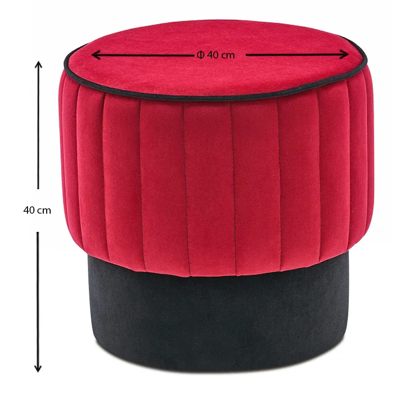 Σκαμπώ Rose Megapap βελούδινο χρώμα κόκκινο 40x40x40εκ. - Σκαμπώ