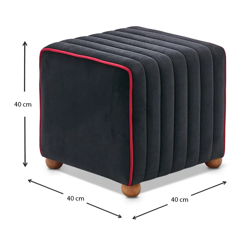 Σκαμπώ Mona Megapap βελούδινο χρώμα μαύρο 40x40x40εκ. - Σκαμπώ