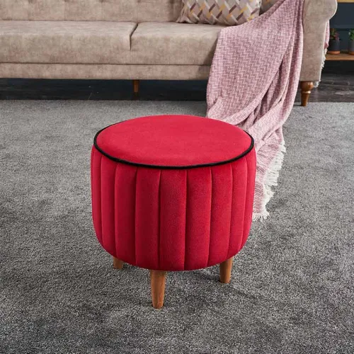 Σκαμπό Lindy Megapap βελούδινο χρώμα κόκκινο 40x40x40εκ.