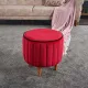 Σκαμπώ Lindy Megapap βελούδινο χρώμα κόκκινο 40x40x40εκ. - Σκαμπώ