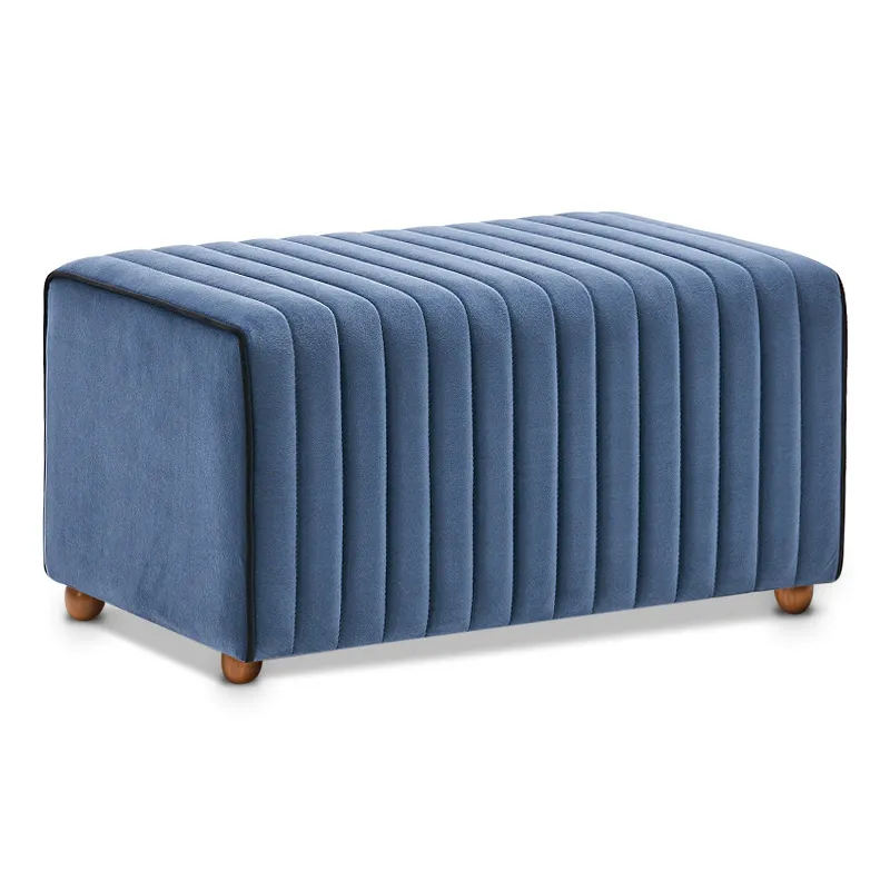 Σκαμπώ Mabel Megapap βελούδινο χρώμα μπλε 80x40x40εκ. - Σκαμπώ