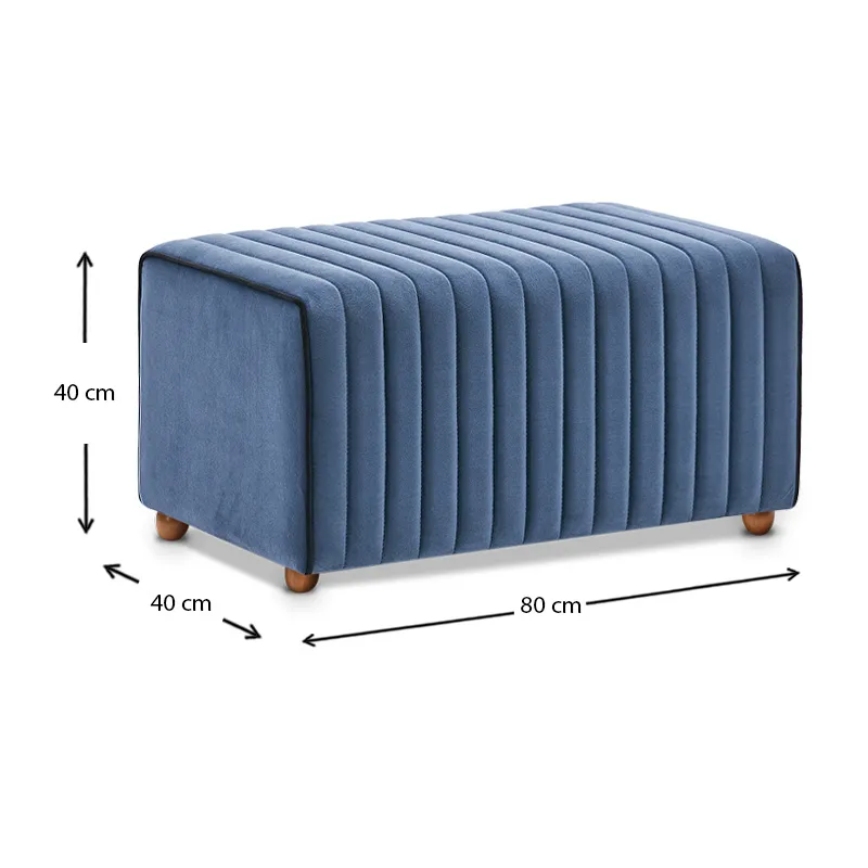 Σκαμπώ Mabel Megapap βελούδινο χρώμα μπλε 80x40x40εκ. - Σκαμπώ