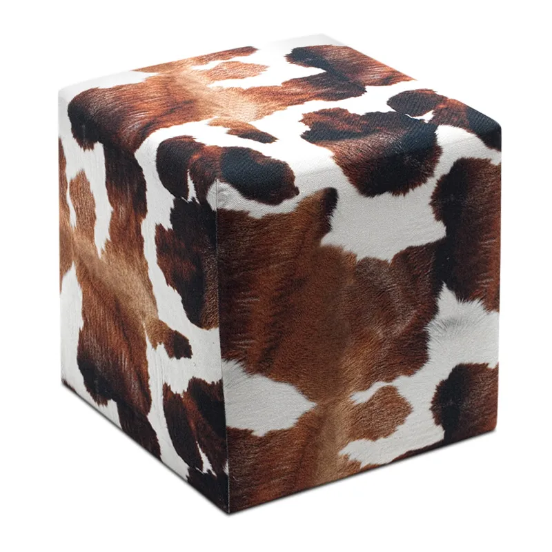 Σκαμπό Milky Megapap υφασμάτινο χρώμα καφέ - λευκό 40x40x40εκ.