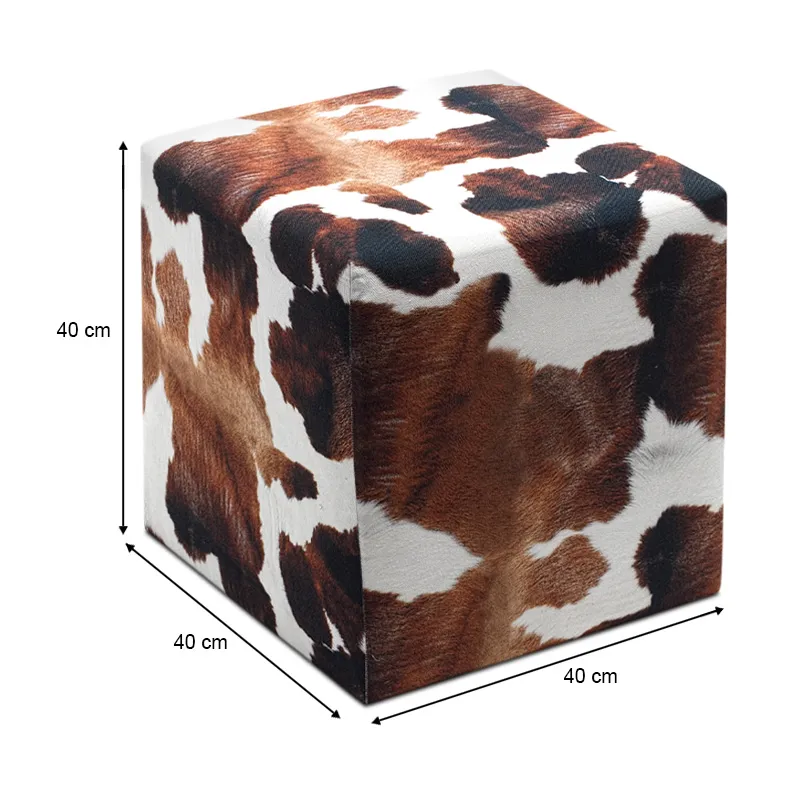 Σκαμπό Milky Megapap υφασμάτινο χρώμα καφέ - λευκό 40x40x40εκ.