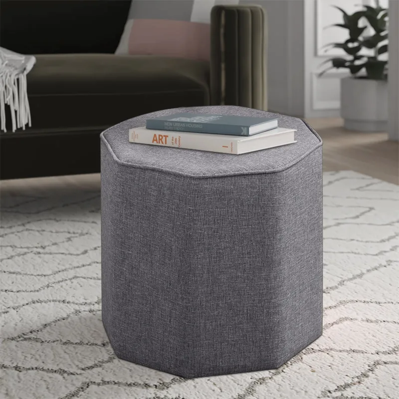Σκαμπό Hexa Megapap υφασμάτινο χρώμα γκρι 40x40x42εκ.