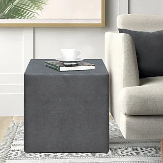 Σκαμπό April Megapap βελούδινο χρώμα γκρι 40x40x40εκ.