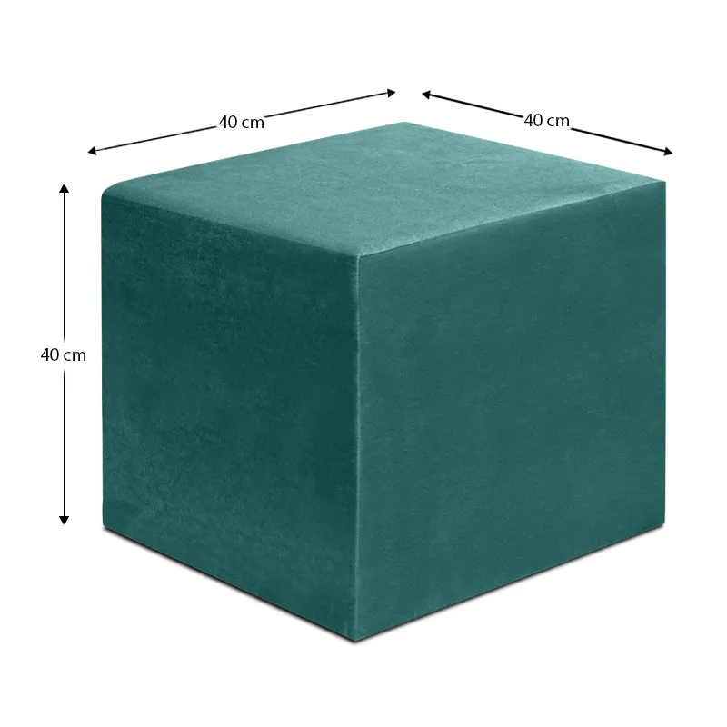 Σκαμπό April Megapap βελούδινο χρώμα κυπαρρισί 40x40x40εκ.