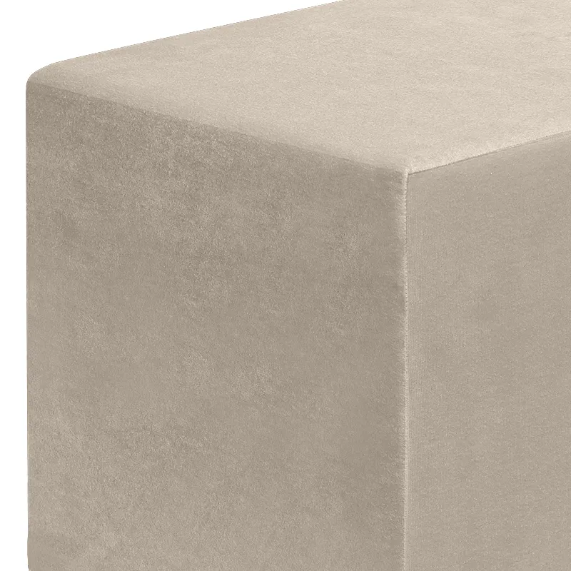 Σκαμπό April Megapap βελούδινο χρώμα μπεζ 40x40x40εκ.