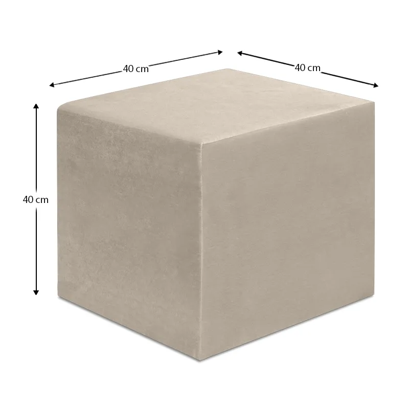 Σκαμπό April Megapap βελούδινο χρώμα μπεζ 40x40x40εκ.