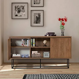 Μπουφές Amedeo Megapap από μελαμίνη χρώμα καρυδί 140x36x72εκ.