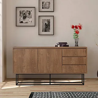 Μπουφές Amedeo Megapap από μελαμίνη χρώμα καρυδί 140x36x72εκ.