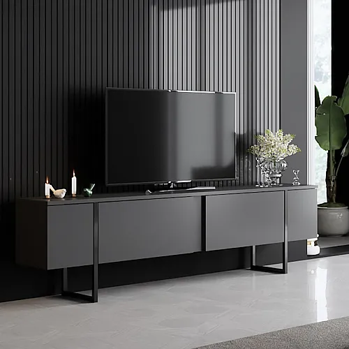 Έπιπλο τηλεόρασης Luxe Megapap χρώμα ανθρακί 180x30x50εκ.