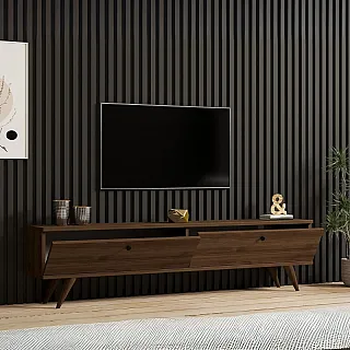 Έπιπλο τηλεόρασης Paris Megapap χρώμα καρυδί 160x25x35εκ.