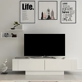 Έπιπλο τηλεόρασης Matera Megapap χρώμα λευκό 150x31,5x41,6εκ.