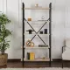Βιβλιοθήκη Elysian Megapap χρώμα travertine - μαύρο 90x33,5x180εκ.