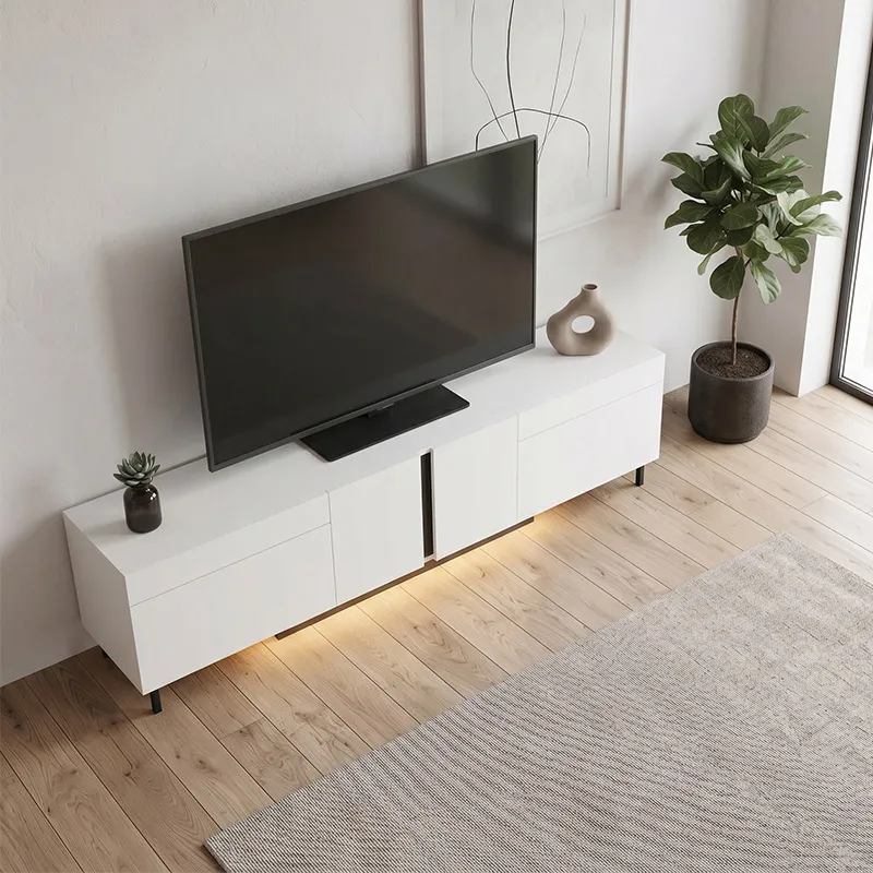 Έπιπλο τηλεόρασης Arlen Megapap με Led Rgb χρώμα λευκό 180x32x50εκ.