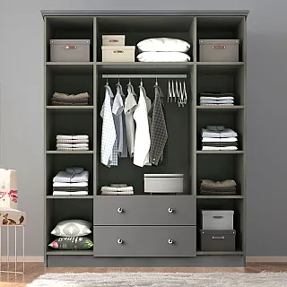 Ντουλάπα ρούχων Emily Megapap τετράφυλλη χρώμα anthracite 140x50x210εκ.