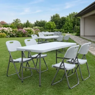 Τραπέζι catering - συνεδρίου Capri Megapap πτυσσόμενο - βαλίτσα χρώμα λευκό του πάγου 120x60x74εκ.