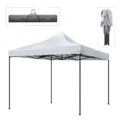 Κιόσκι - Gazebo Bari Megapap πτυσσόμενο μεταλλικός σκελετός - αδιάβροχο ύφασμα χρώμα λευκό 3x3x3,10m.