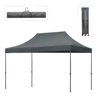 Κιόσκι - Gazebo Bari Megapap πτυσσόμενο μεταλλικός σκελετός - αδιάβροχο ύφασμα χρώμα γκρι 3x4,5x3,20m.