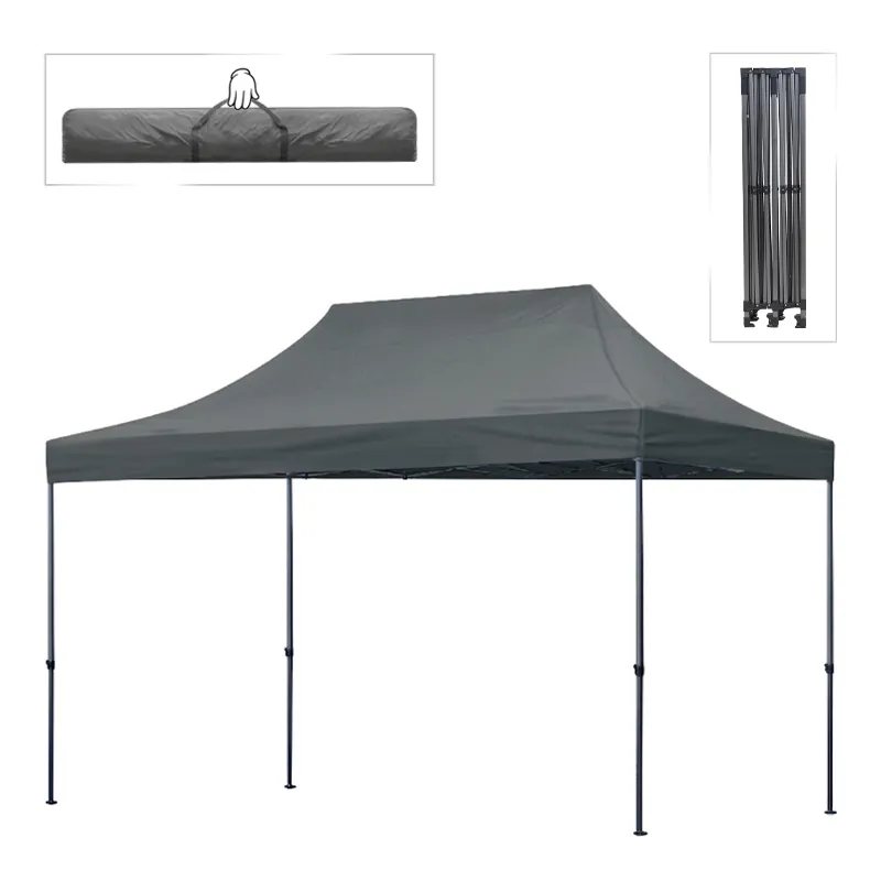 Κιόσκι - Gazebo Bari Megapap πτυσσόμενο μεταλλικός σκελετός - αδιάβροχο ύφασμα χρώμα γκρι 3x4,5x3,20m.