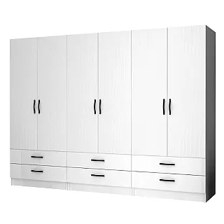 Ντουλάπα ρούχων Ricardo Megapap εξάφυλλη χρώμα λευκό 240x51,8x181εκ.