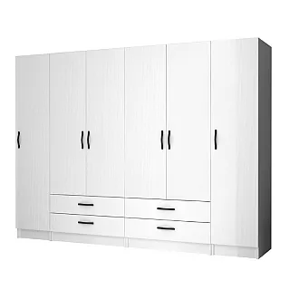 Ντουλάπα ρούχων Ricardo Megapap εξάφυλλη χρώμα λευκό 240x51,8x181εκ.