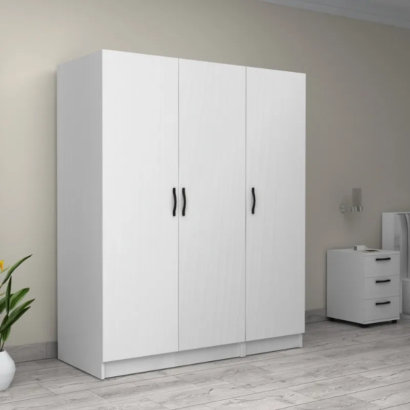 Ντουλάπα ρούχων Victoria Megapap τρίφυλλη χρώμα λευκό 150x60x181εκ.